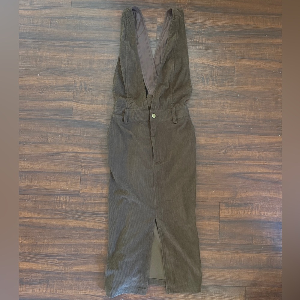 Brown Corduroy Sleeveless Dress